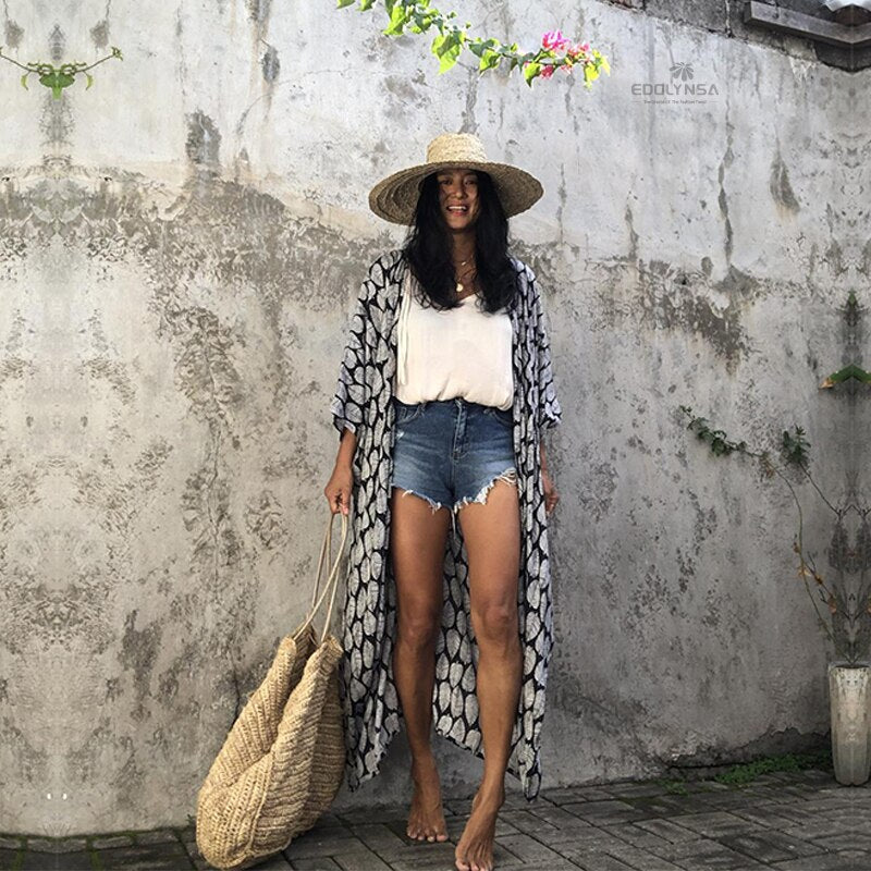 Kaftan Beach Tunic Beach Cover up Saida de Praia Swimsuit Light Grey One Size