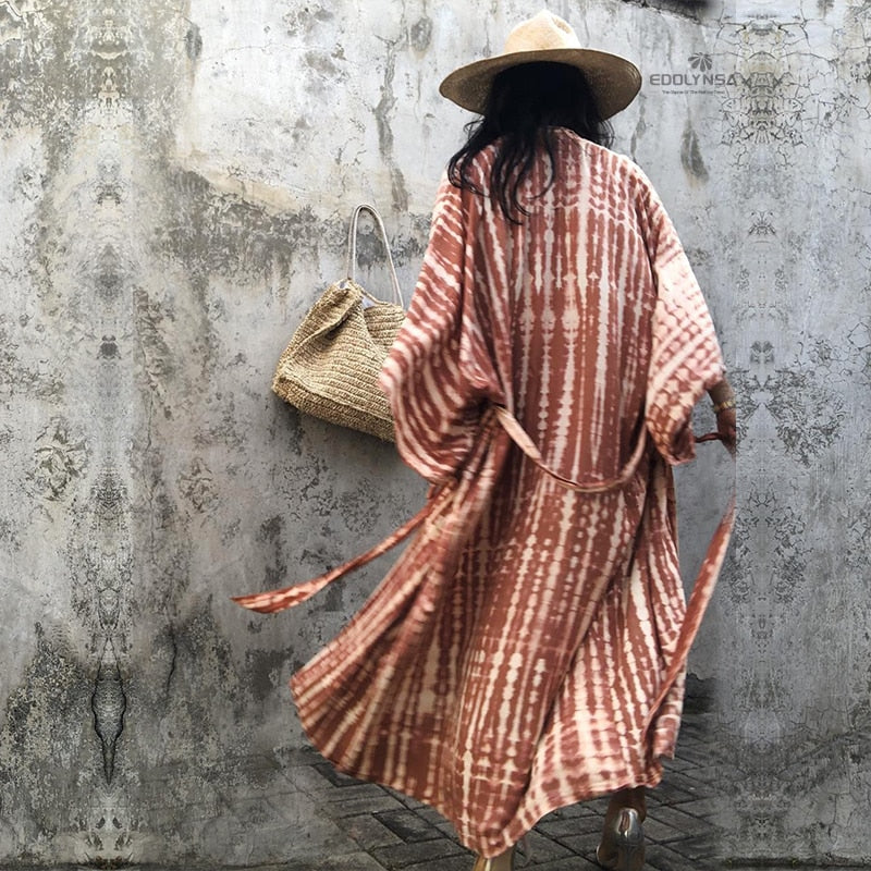 Kaftan Beach Tunic Beach Cover up Saida de Praia Swimsuit Q1314-1225 One Size