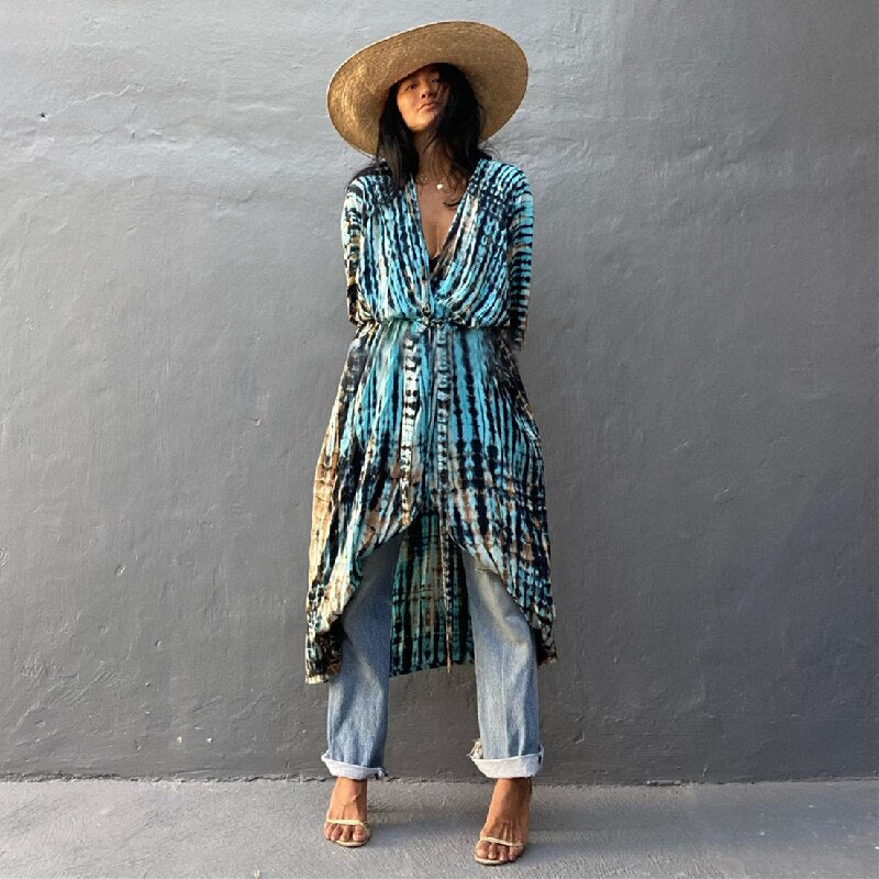 Kaftan Beach Tunic Beach Cover up Saida de Praia Swimsuit Q1225-13 One Size