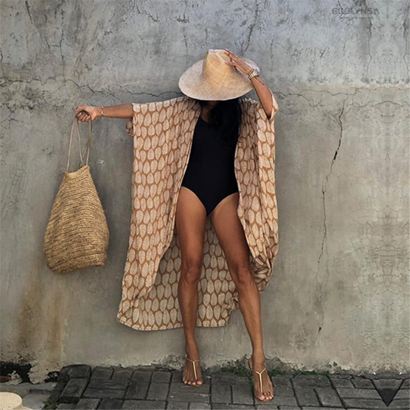 Kaftan Beach Tunic Beach Cover up Saida de Praia Swimsuit Women Bikini cover up Pareo Sarong Beachwear AMAIO