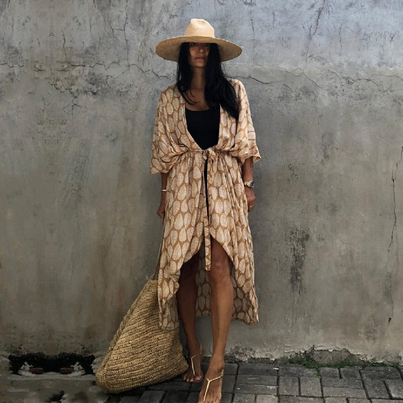 Kaftan Beach Tunic Beach Cover up Saida de Praia Swimsuit Women Bikini cover up Pareo Sarong Beachwear
