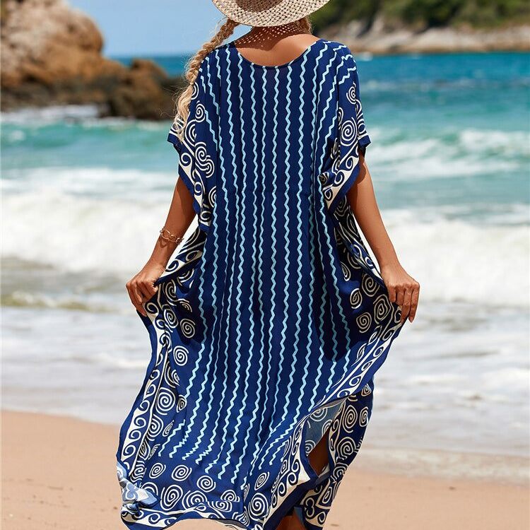 Kaftan Embroidery Beach Cover up Saida de Praia Swimsuit Women Bikini cover up Tunics for Beach Pareo Sarong Beachwear