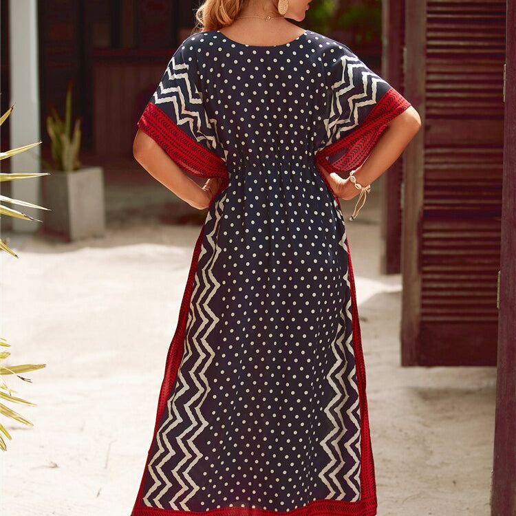 Kaftan Embroidery Beach Cover up Saida de Praia Swimsuit Women Bikini cover up Tunics for Beach Pareo Sarong Beachwear