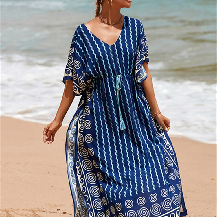 Kaftan Embroidery Beach Cover up Saida de Praia Swimsuit Women Bikini cover up Tunics for Beach Pareo Sarong Beachwear