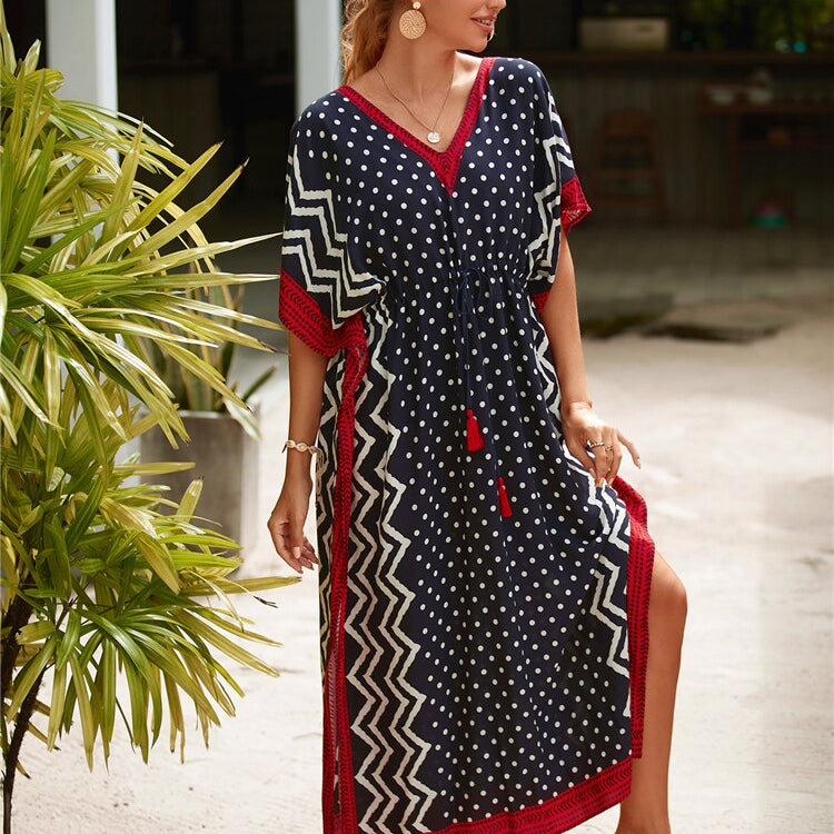 Kaftan Embroidery Beach Cover up Saida de Praia Swimsuit Women Bikini cover up Tunics for Beach Pareo Sarong Beachwear