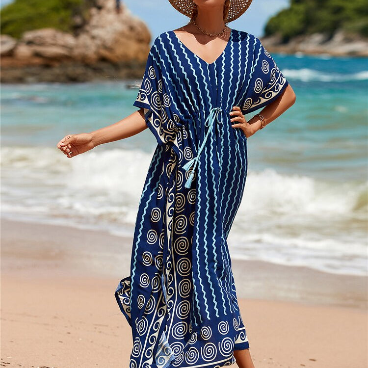 Kaftan Embroidery Beach Cover up Saida de Praia Swimsuit Women Bikini cover up Tunics for Beach Pareo Sarong Beachwear