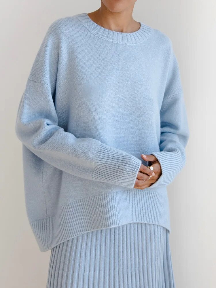 KarSaNy Women Loose Sweaters For Winter Thick Knit Pullovers Green Outwear Women's Sweater Black Oversized Sweaters For Women Light blue