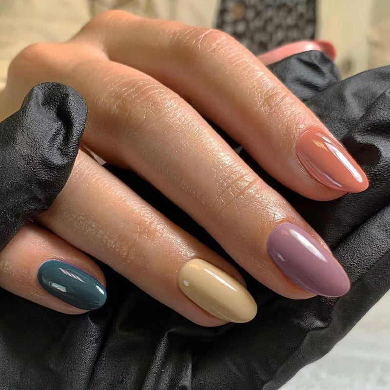 Kawaii Barbie Handmade Nails Almond False Nails Long Stiletto Fake Nails with Flame Design Wearable Press on Nails Full Cover Nail Tips Manicure Tools 2441