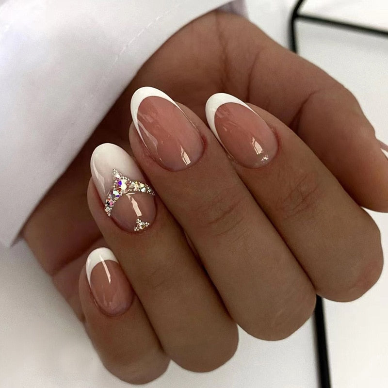 Kawaii Barbie Handmade Nails Almond False Nails Long Stiletto Fake Nails with Flame Design Wearable Press on Nails Full Cover Nail Tips Manicure Tools 628