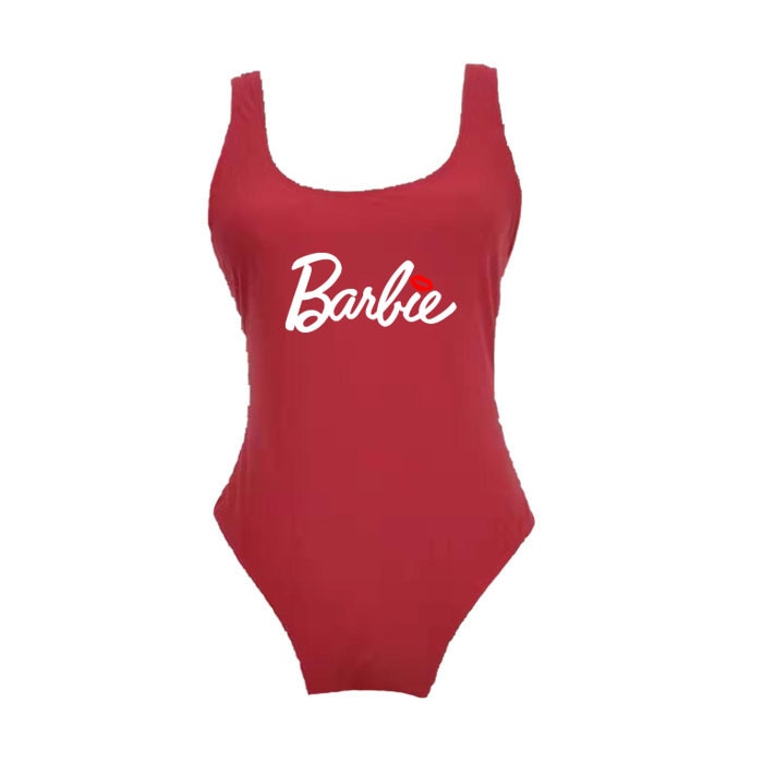 Kawaii Summer Girl Barbie Swimsuit Anime Cartoon Ladies Sexy Slim Beach Bikini Women Suspenders Vest Jumpsuit Bathing Suits Gift hongbai
