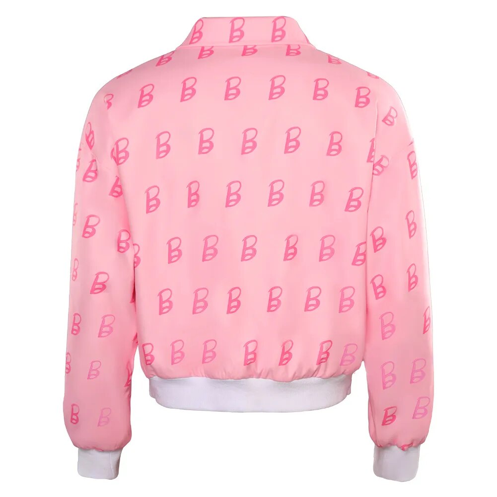 Ken Cosplay Costume Pink Coat Movie Barbier Printed Black Jacket Men Adult Outfit Outwear Halloween Carnival Party Role Suit