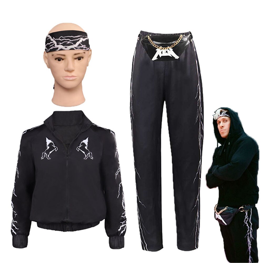 Ken Cosplay Fantasia Black Jacket Vest Headband Waist Bag Necklace Pants Barbier Costume Adult Men Halloween Carnival Party Suit Whole Suit B