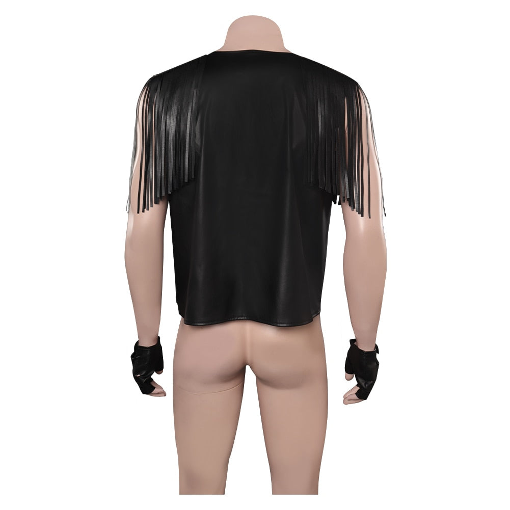 Ken Cosplay Fantasia Black Jacket Vest Headband Waist Bag Necklace Pants Barbier Costume Adult Men Halloween Carnival Party Suit