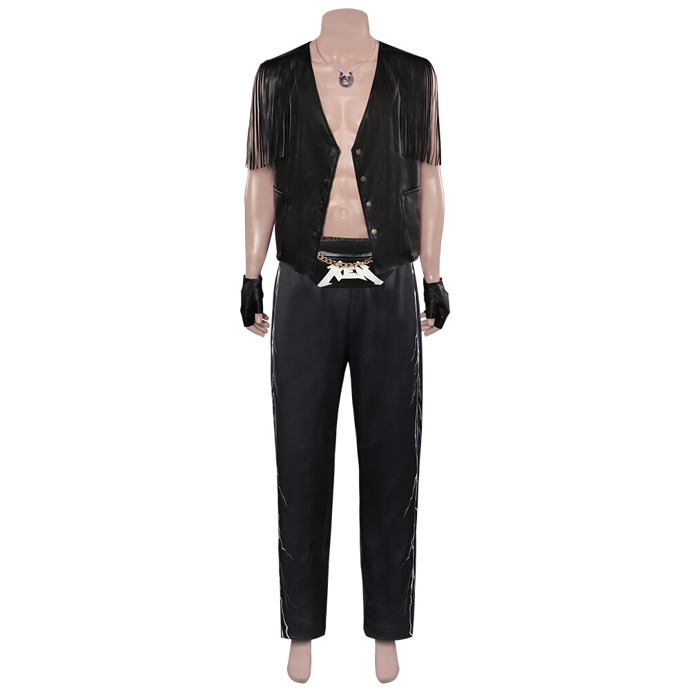 Ken Cosplay Fantasia Black Jacket Vest Headband Waist Bag Necklace Pants Barbier Costume Adult Men Halloween Carnival Party Suit Whole Suit C