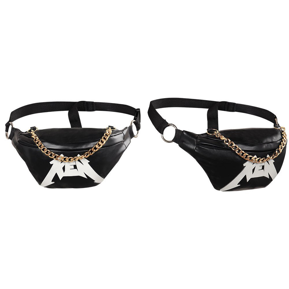 Ken Cosplay Fantasia Black Jacket Vest Headband Waist Bag Necklace Pants Barbier Costume Adult Men Halloween Carnival Party Suit