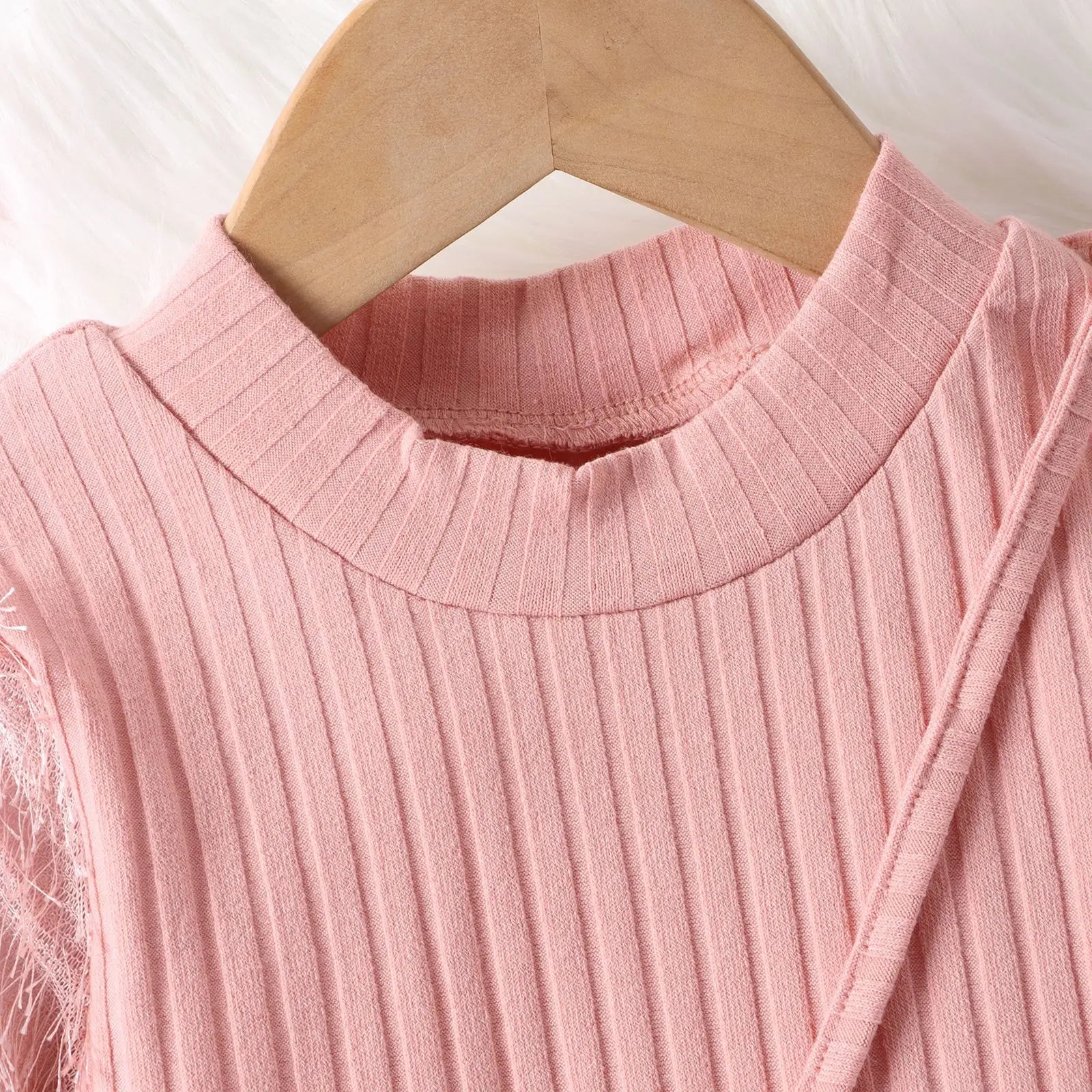 Kids Clothes Girls Dress Autumn Winter Warm Knitted Spliced Fur Long Sleeve+Bag Slim Fit Dress Korean Fashion Girl Clothing 4-7T