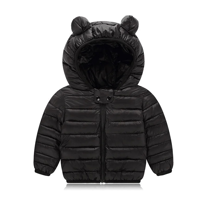 Kids Down Jackets With Double-sided Wearable Autumn Winter Boys Girls Warm Hooded Waterproof Coat 3-10 Years Clothes Black 1