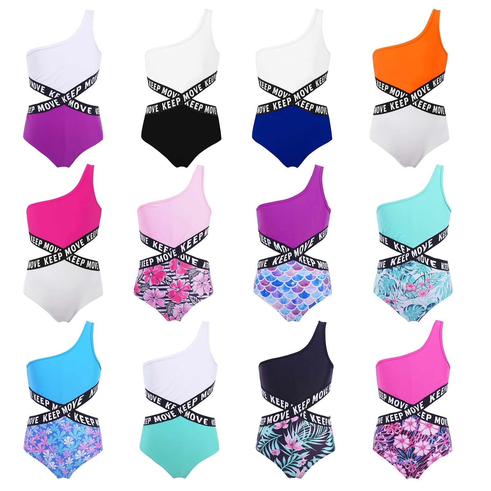 Kids Girls Swimsuit One-piece Swimming Costumes - Swimwear Beachwear Baby Girls Bathing Suits Cutout Monokini