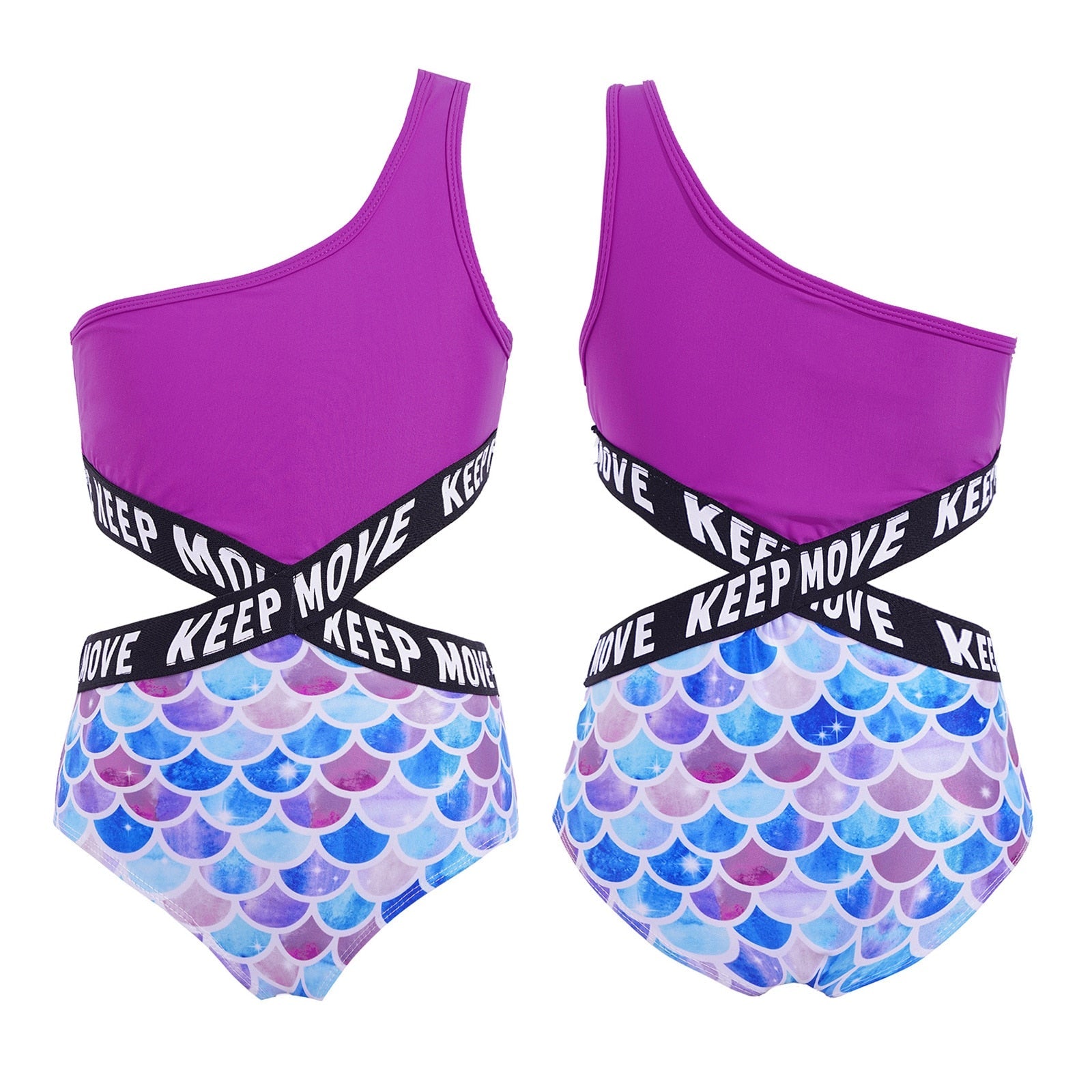 Kids Girls Swimsuit One-piece Swimming Costumes - Swimwear Beachwear Baby Girls Bathing Suits Cutout Monokini Blue