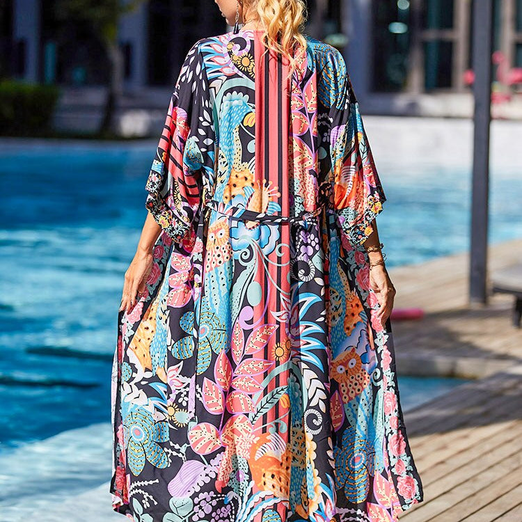 Kimono Swimsuit Cover-ups Pareo Tunic Beach Outfits Dress Sarong Boho
