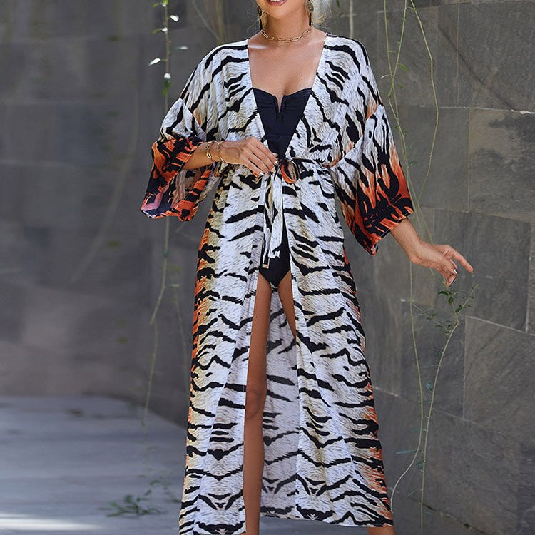 Kimono Swimsuit Cover-ups Pareo Tunic Beach Outfits Dress Sarong Boho PJ-57213 One Size