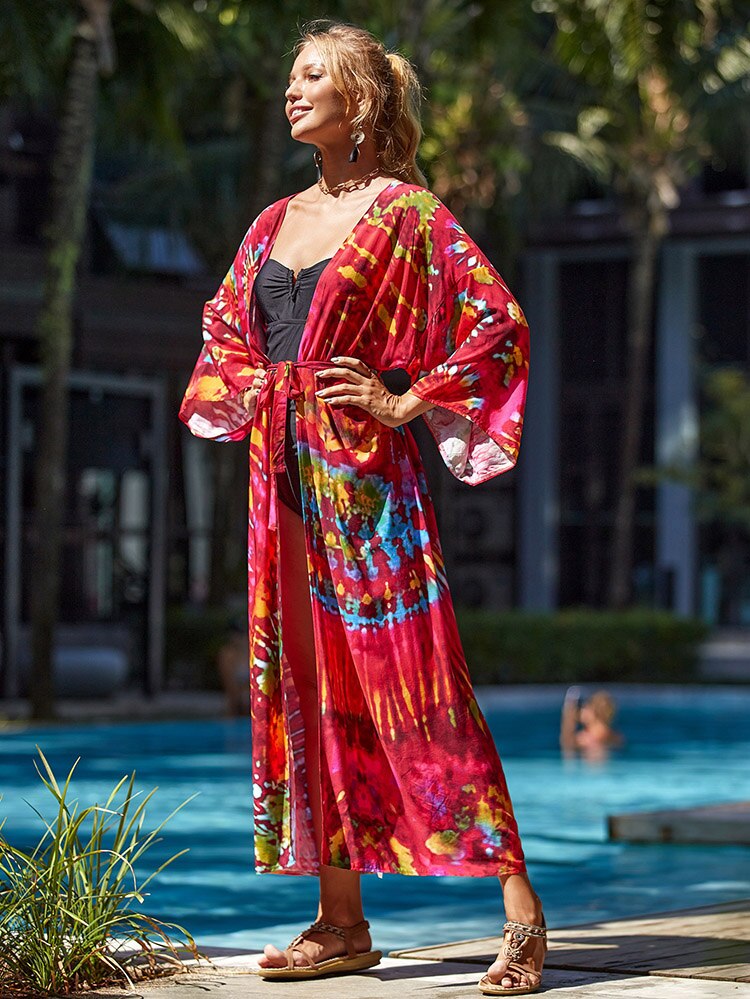 Kimono Swimsuit Cover-ups Pareo Tunic Beach Outfits Dress Sarong Boho –  AMAIO