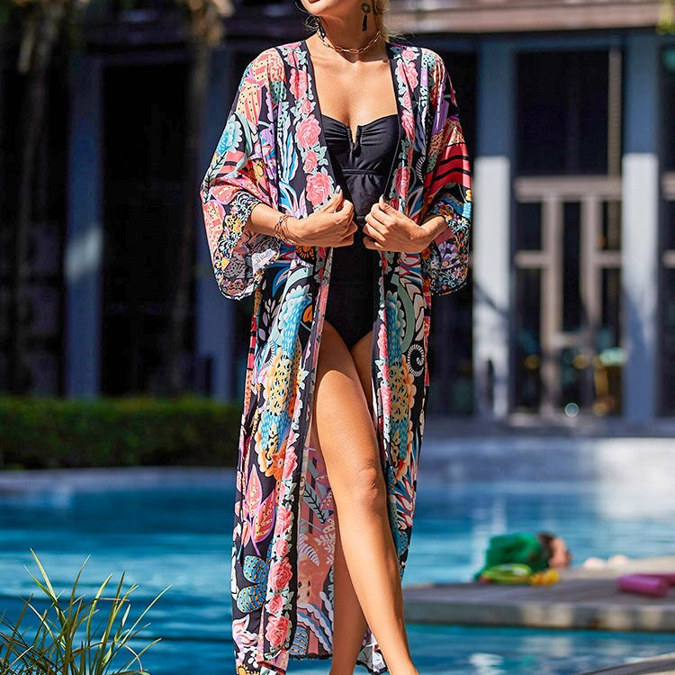Kimono Swimsuit Cover-ups Pareo Tunic Beach Outfits Dress Sarong Boho