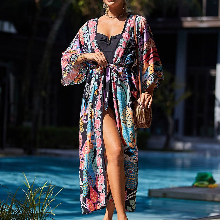 Kimono  Swimsuit Cover-ups Pareo Tunic Beach Outfits Dress Sarong Boho AMAIO