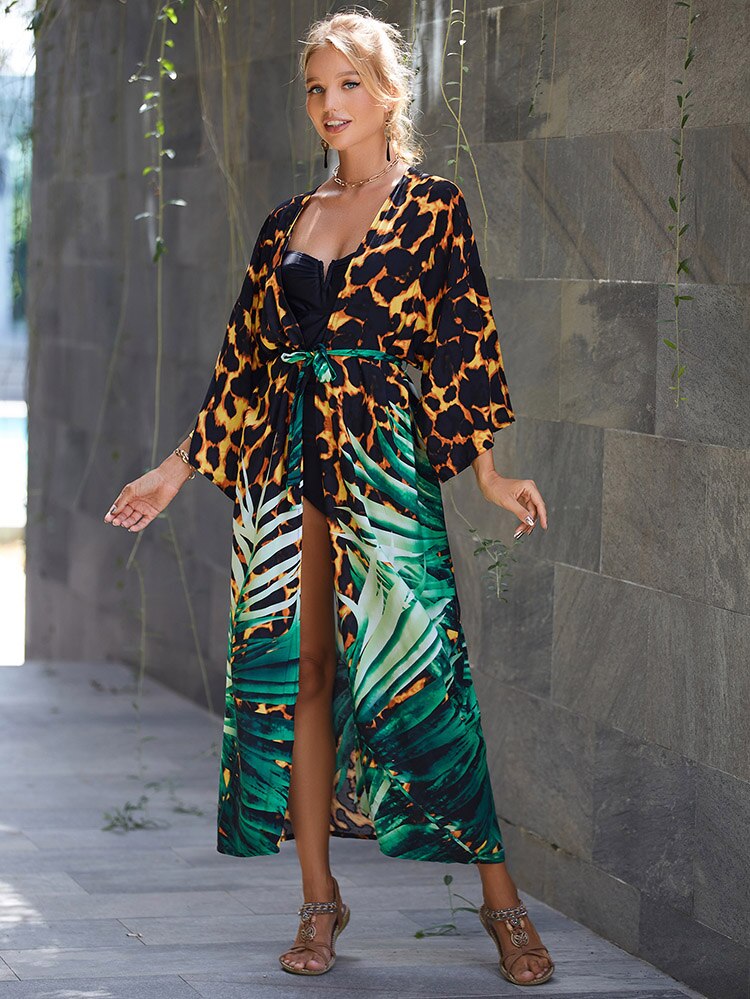 Kimono Swimsuit Cover-ups Pareo Tunic Beach Outfits Dress Sarong Boho