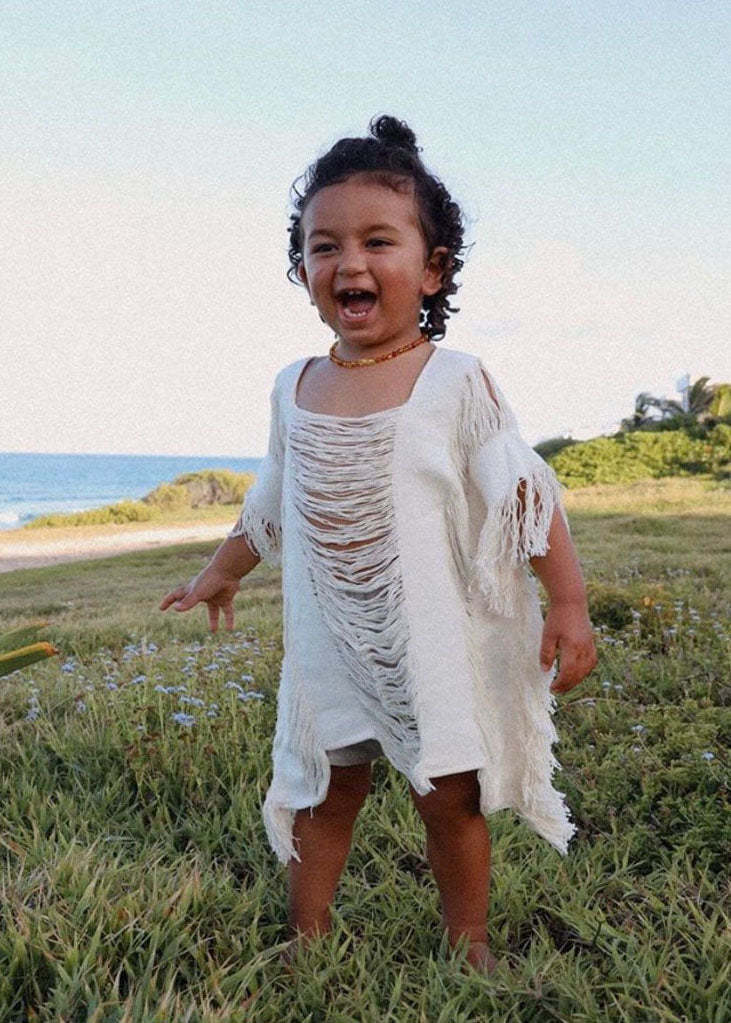 Knitted Beach Bikini Cover Ups Sleeveless Tassel Solid Cloak Dress - Summer Holiday Sexy Hollow Out Beach Bathing Vestidos beige children One Size