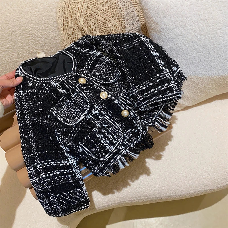 Korean Spring Suit For Girls Sets Fashionable Knitted Coat+Flared Pants Autumn Two Piece Set Girls Top And Bottom Clothes Set