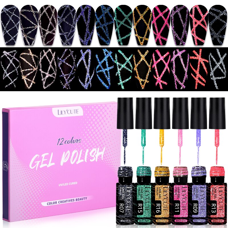 LILYCUTE 12PCs 7ml Spring Macaron Nail Gel Polish Set Semi Permanent UV Gel For Manicure Soak Off Gel Nail Polish Kit Varnishes 56880-1