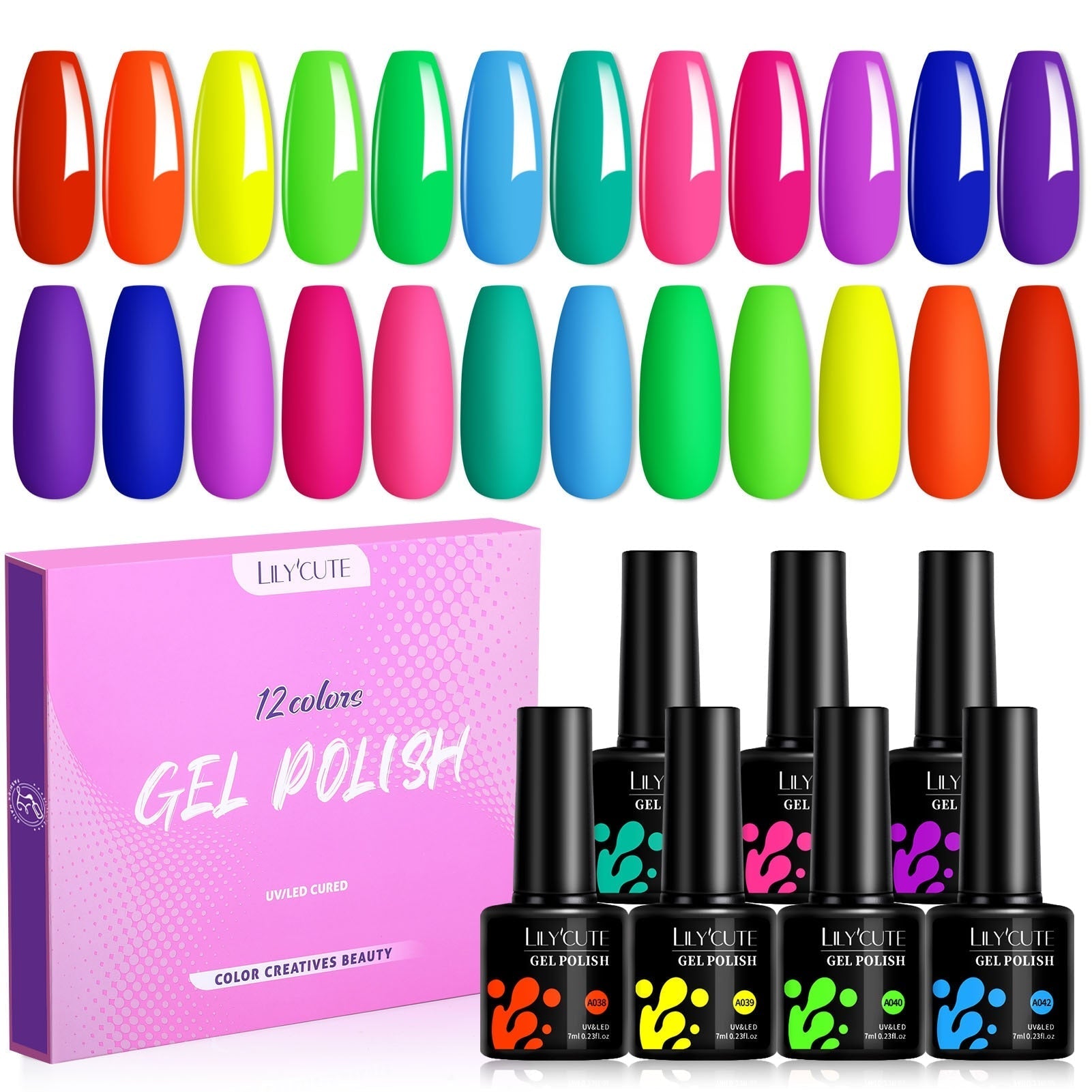 LILYCUTE 12PCs 7ml Spring Macaron Nail Gel Polish Set Semi Permanent UV Gel For Manicure Soak Off Gel Nail Polish Kit Varnishes 55634