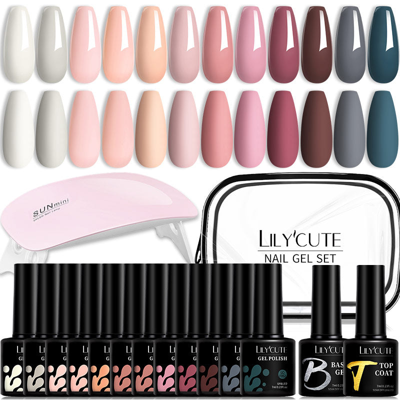 LILYCUTE 12PCs 7ml Spring Macaron Nail Gel Polish Set Semi Permanent UV Gel For Manicure Soak Off Gel Nail Polish Kit Varnishes 229374