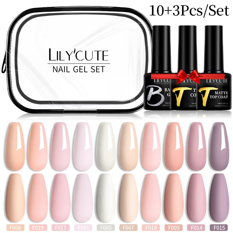 LILYCUTE 12PCs 7ml Spring Macaron Nail Gel Polish Set Semi Permanent UV Gel For Manicure Soak Off Gel Nail Polish Kit Varnishes 231363