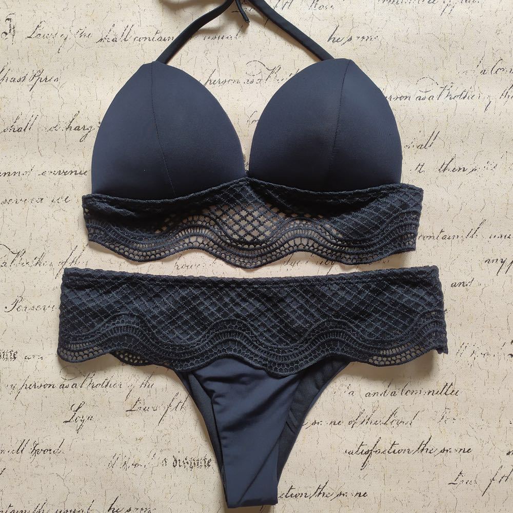 Lace Bikini Ladies Sexy Swimwear Black