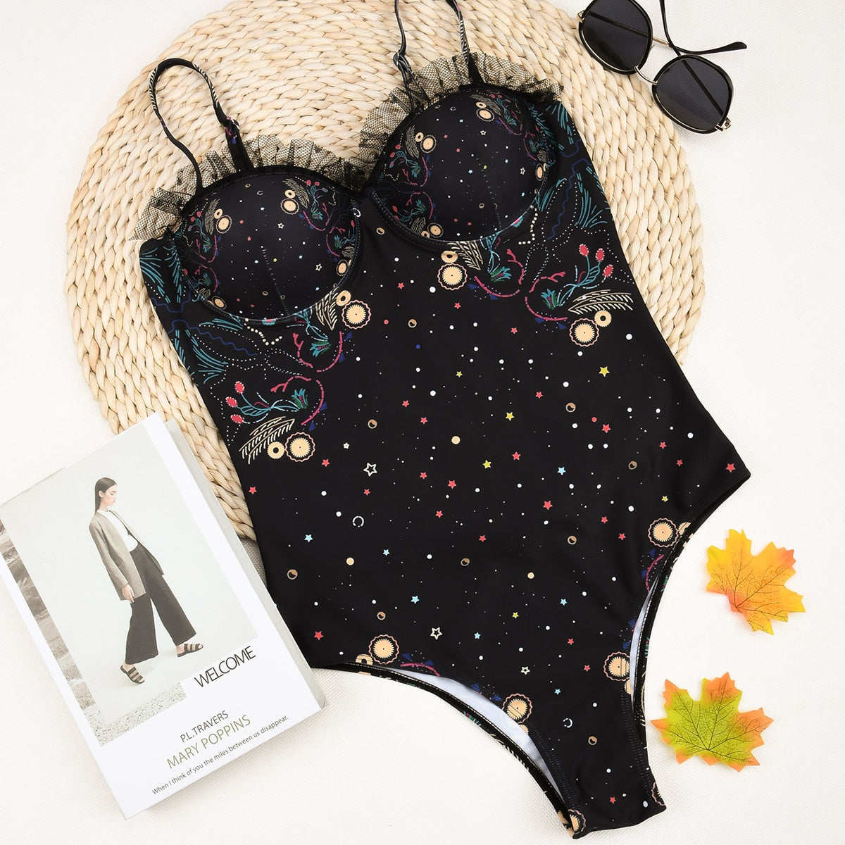 Lace Push Up Swimwear - Sexy Women One-Piece Swimsuit Female Print Thong Brazilian Monokini Bathing Suit Women