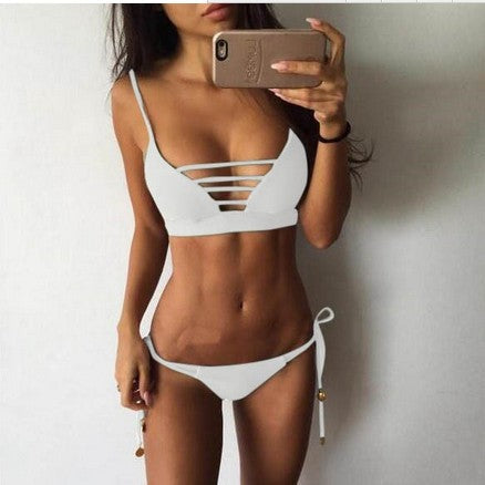 Ladies Bandage Split Bikini White