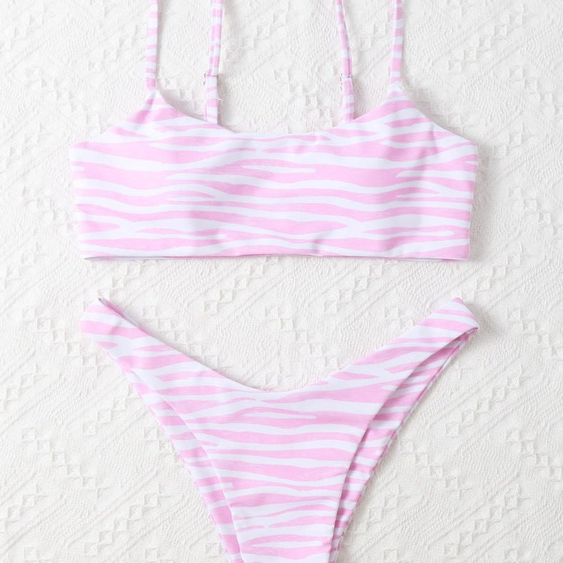 Ladies Fashion Swimwear Two Piece Bikini Light pink