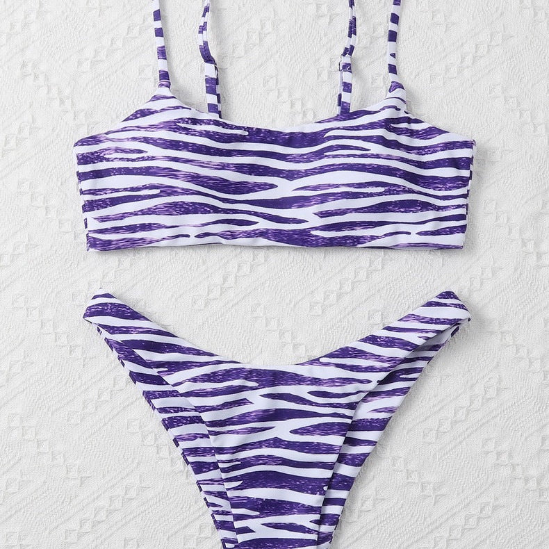 Ladies Fashion Swimwear Two Piece Bikini Purple