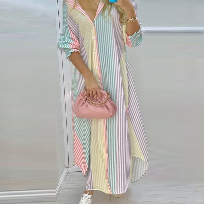 Ladies New Dress Fashion Color Matching Slim Short-Sleeved Shirt Dress Casual Home Street Commuter Plus Size Dress Vestidos Q802 4