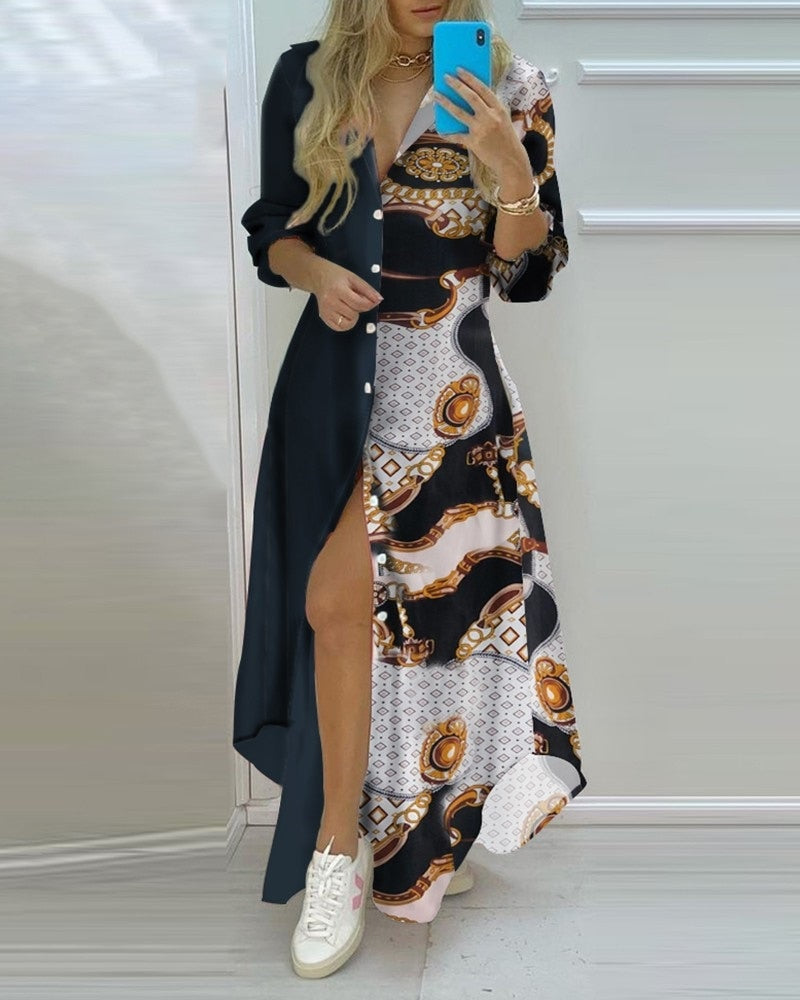 Ladies New Dress Fashion Color Matching Slim Short-Sleeved Shirt Dress Casual Home Street Commuter Plus Size Dress Vestidos Q802 8