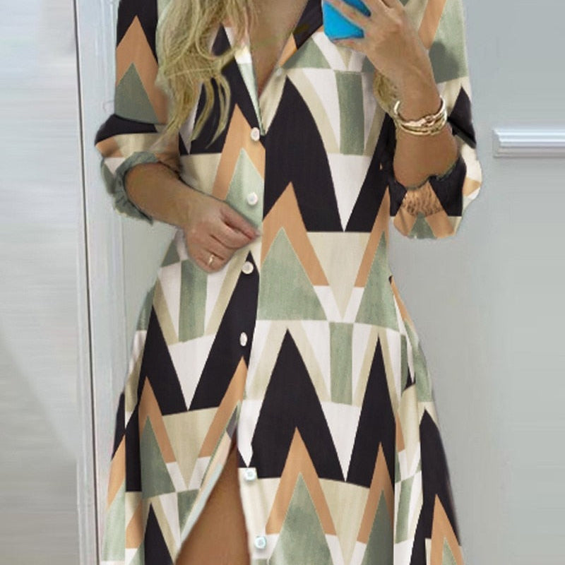 Ladies New Dress Fashion Color Matching Slim Short-Sleeved Shirt Dress Casual Home Street Commuter Plus Size Dress Vestidos Q802 7