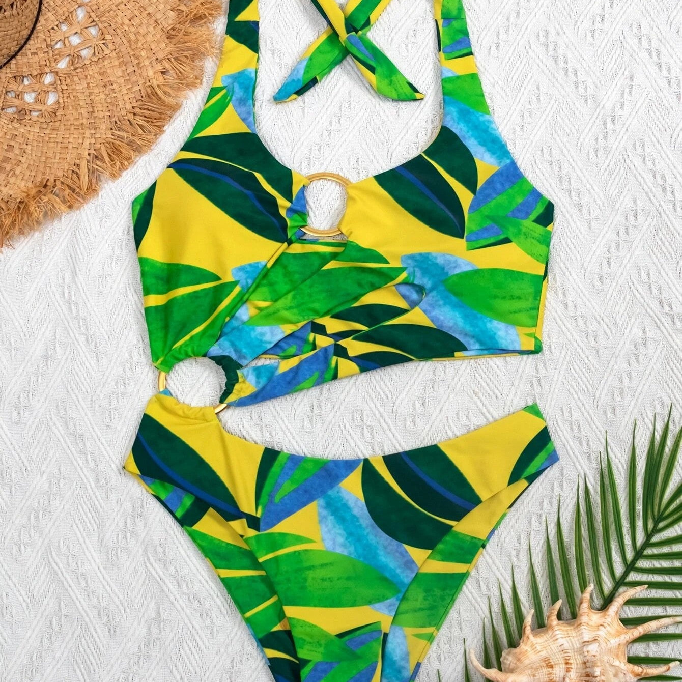 Ladies One Piece Swimsuit Push Up Print
