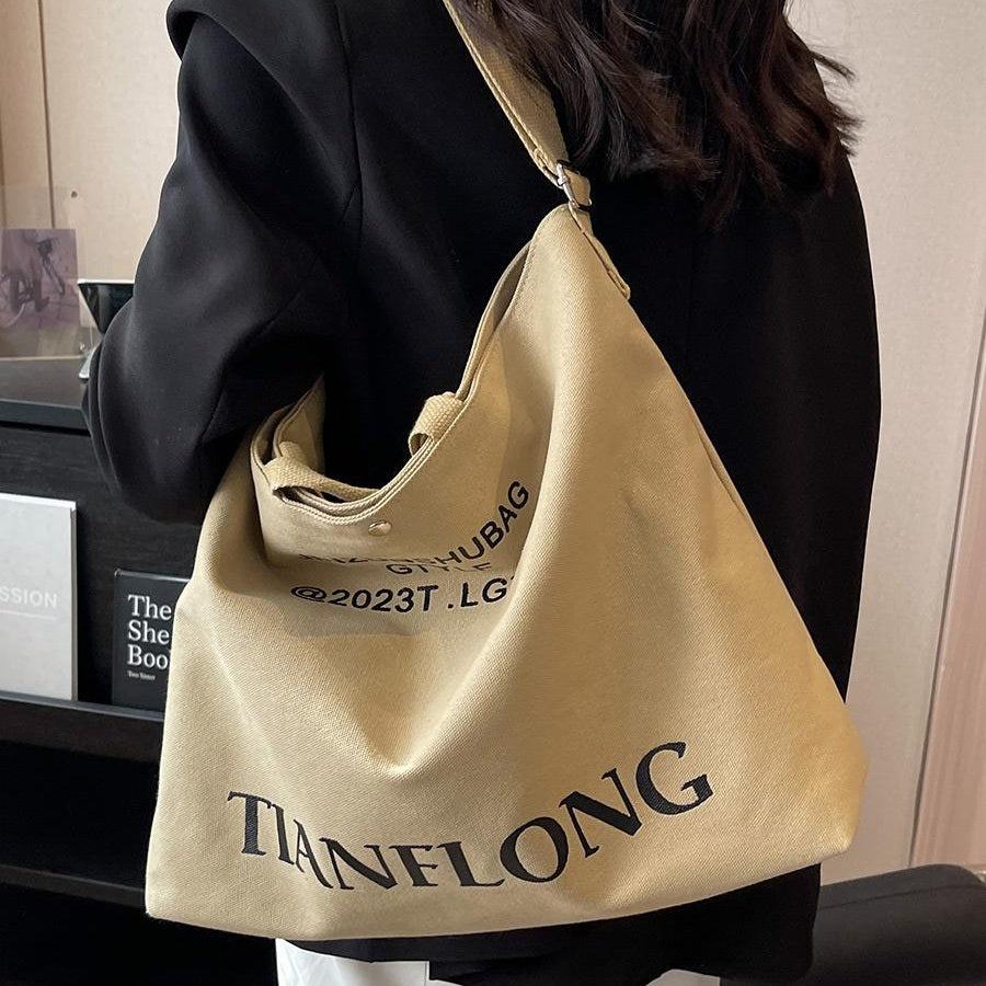 Large Capacity Summer Casual Canvas Tote Women Shoulder Bags Luxury Designer Trendy Ladies Handbags 2024 Simple Crossbody Work