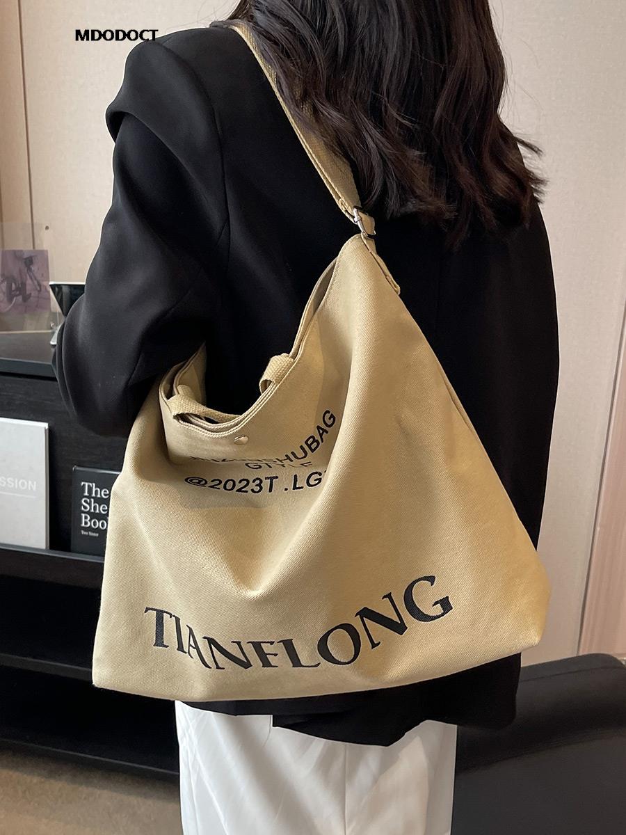 Large Capacity Summer Casual Canvas Tote Women Shoulder Bags Luxury Designer Trendy Ladies Handbags 2024 Simple Crossbody Work