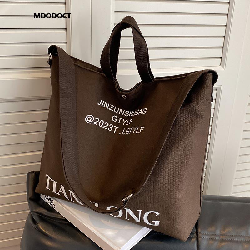 Large Capacity Summer Casual Canvas Tote Women Shoulder Bags Luxury Designer Trendy Ladies Handbags 2024 Simple Crossbody Work Coffee