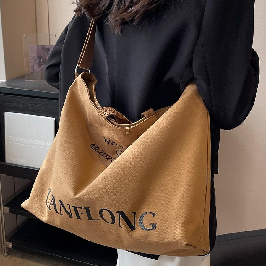 Large Capacity Summer Casual Canvas Tote Women Shoulder Bags Luxury Designer Trendy Ladies Handbags 2024 Simple Crossbody Work