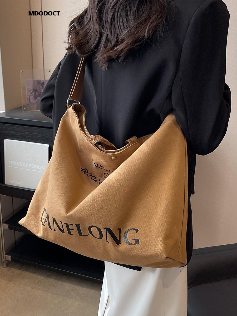 Large Capacity Summer Casual Canvas Tote Women Shoulder Bags Luxury Designer Trendy Ladies Handbags 2024 Simple Crossbody Work