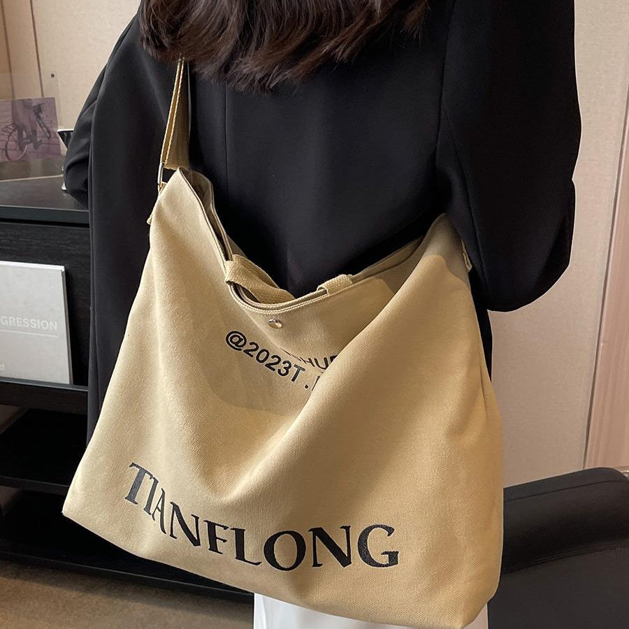 Large Capacity Summer Casual Canvas Tote Women Shoulder Bags Luxury Designer Trendy Ladies Handbags 2024 Simple Crossbody Work